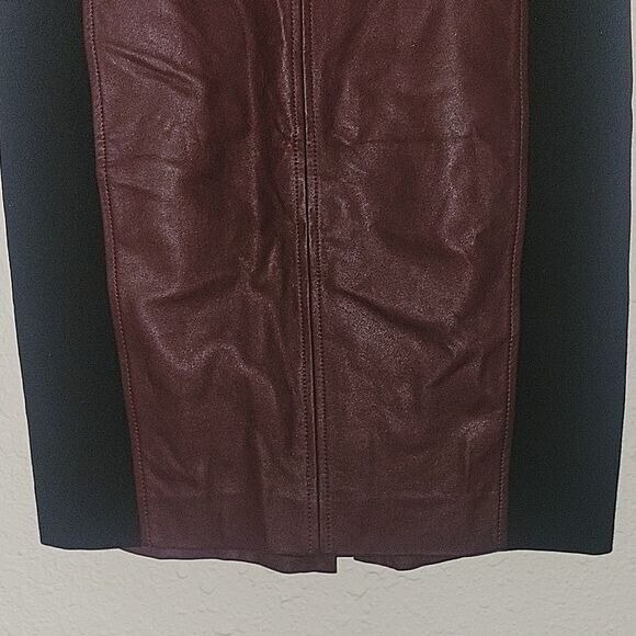 Ann Taylor NEW Leather Panel Pencil Skirt Burgundy Black 2 designer luxury‎ sexy - Picture 3 of 6